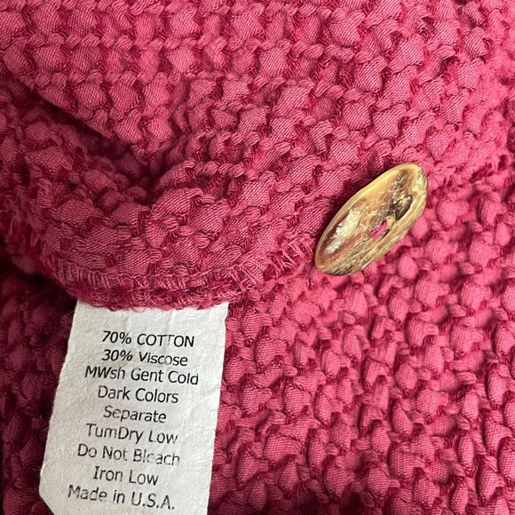 CMC Color Me Cotton Textured Knit Button Front Jacket Sz LG Pockets Lagenlook - Picture 6 of 7